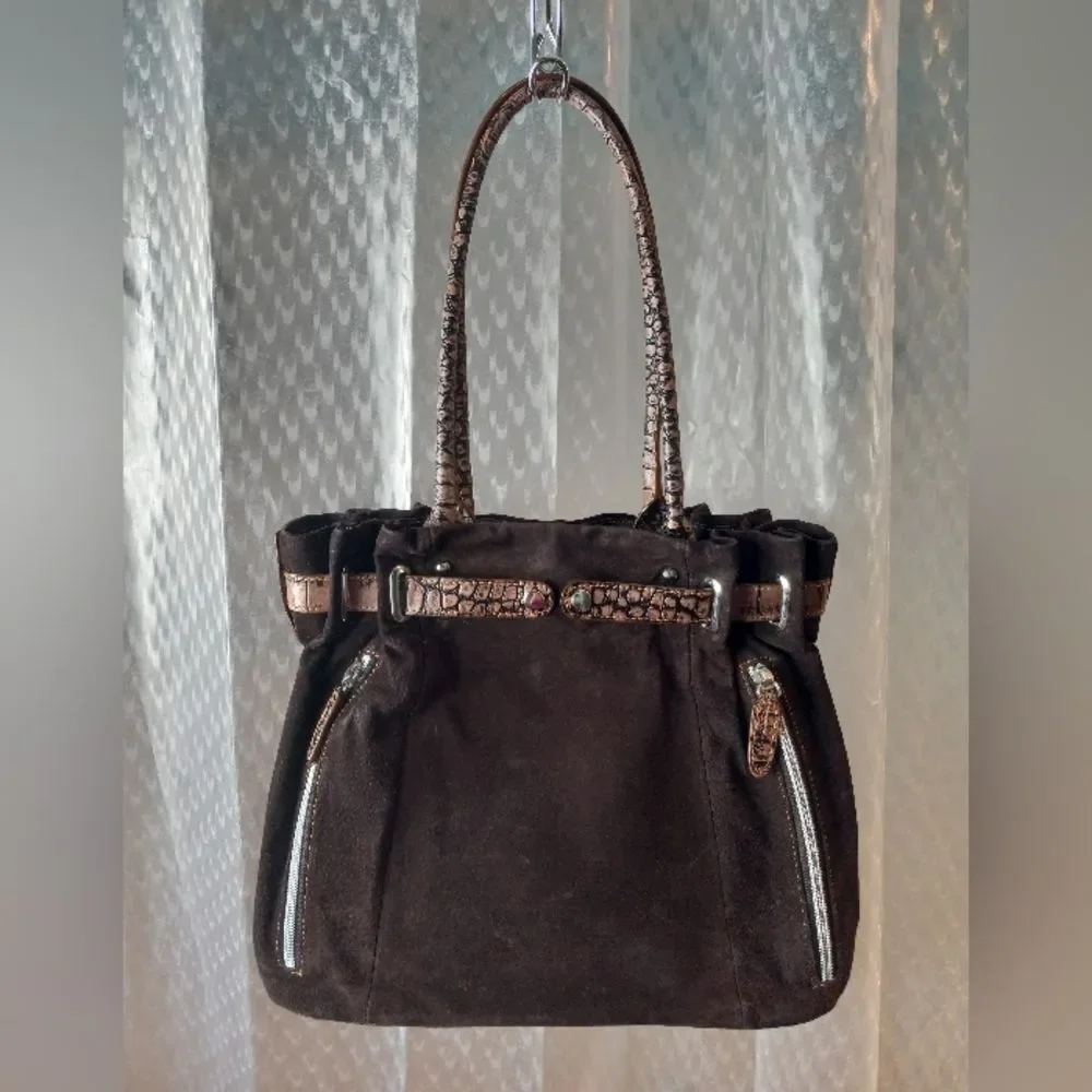 Gun Tote'n Mamas Concealed Carry Brown Swede Purse Shoulder Bag
